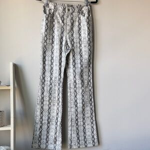 Forever 21 Snake Print Flare Pants - Black and White